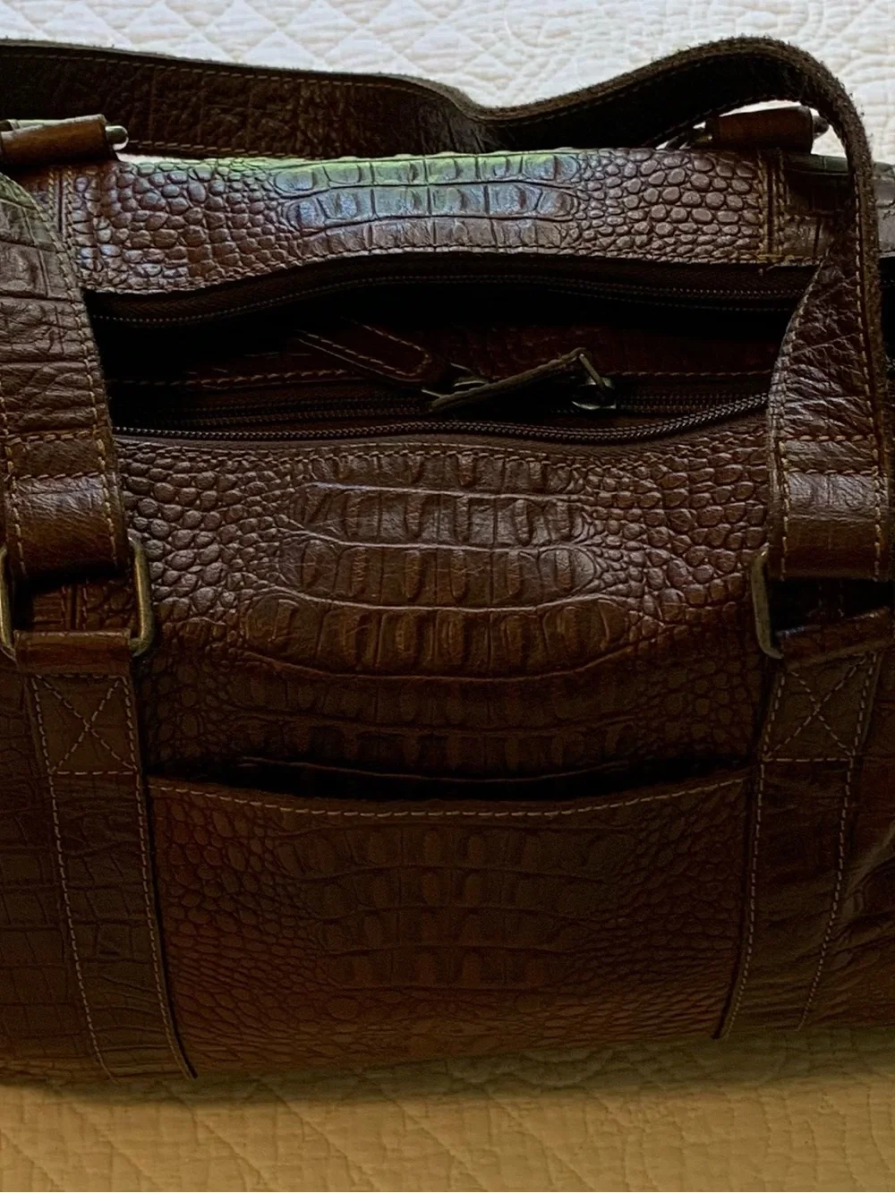 Jack George’s Hornback Croco Satchel Handbag Genuine Buffalo Leather